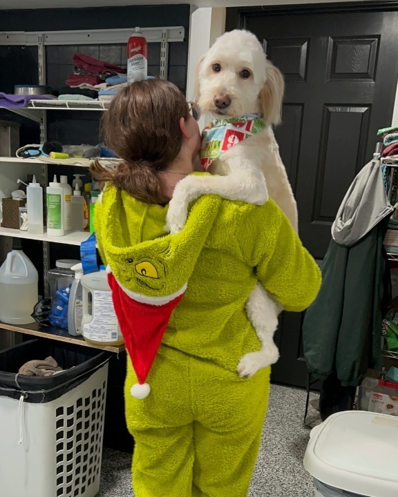 Grinch Onesie Grooming